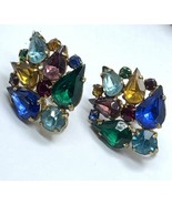vintage siged Czech 30s Screw Back gold yone Earrings - $57.52 CAD
