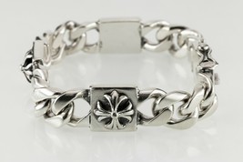 Sterling Silver Men&#39;s Chunky Link Bracelet with Cross Accents 105 Grams - $1,188.00