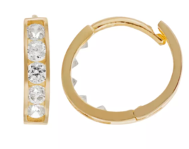 Charming Cubic Zirconia Girl 14k Gold Hoop Earrings - Made with Swarovski Zircon - £71.90 GBP