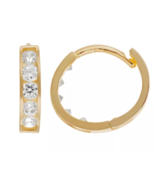 Charming Cubic Zirconia Girl 14k Gold Hoop Earrings - Made with Swarovsk... - $1,696.66 MXN