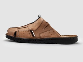 Kcr Group Men&#39;s Lounge Leather Sandals Light Brown - $83.00