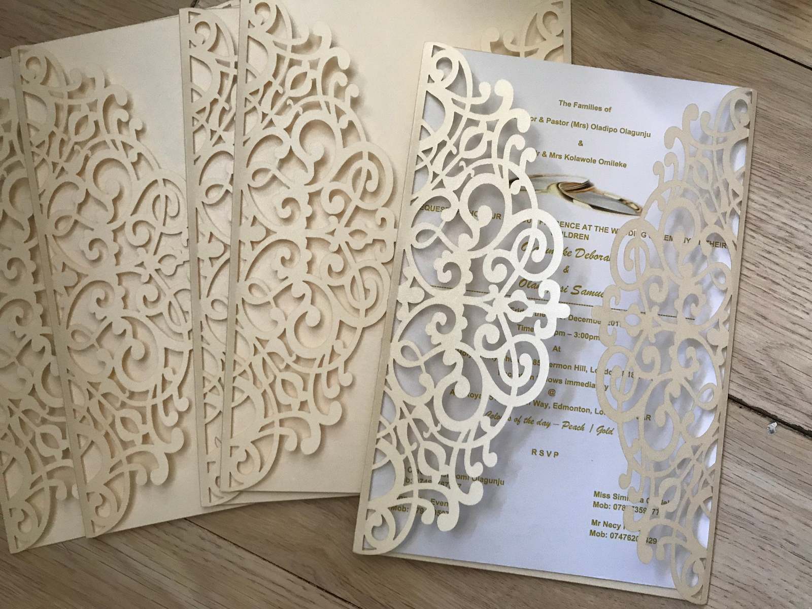 50pcs Pearl Ivory Wedding Invitation,Laser Cut Wedding Cards,Invitation Cards Item image 4