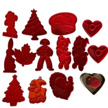Red Plastic Vintage Cookie Cutters Christmas Wilton Heart Santa Pig Lot X 14 - £11.95 GBP