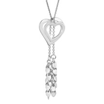 Open Heart Cluster Chain Slide Valentine Love Sterling Silver Pendant Necklace - £20.03 GBP