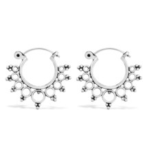 Retro Chic Radiant Suns of Sterling Silver Hollow Bali-Style Hoop Earrings - £12.00 GBP