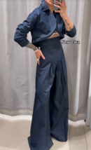 ZARA BNWT 2025. BLUE ULTRA HIGH WAIST WIDE LEG JEANS PANTS. 0340/244/407 - $229.04