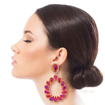 Brilliant Purple Crystal Teardrop Earrings - £15.45 GBP