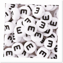 500Pcs White Flat Round Acrylic Letter Beads 7x4mm with Letter E Vowel Letters - - £19.10 GBP