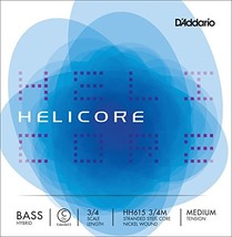 D'Addario Helicore Hybrid Bass Single C (Extended E) String, 3/4 Scale, Medium T - $44.06