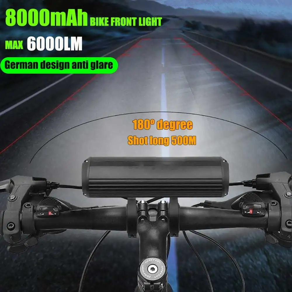 8000Mah 5 Led 5*P90 Bike Light Front Waterproof Led Flashlight Bicycle Light - £21.67 GBP+