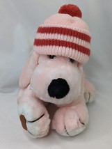 Antics Beagle Pink Dog Plush 9 Inch 1981 Knit Hat Stuffed Animal Toy - $39.95