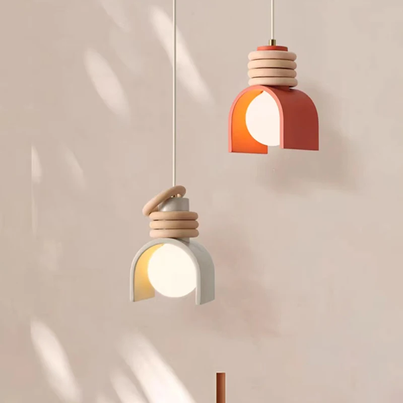 Ndant lamp e27 bulb dropshipping orange white resin for indoor bedroom dining room cord thumb200