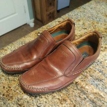 Bugatti Mens Dress Shoes Size US 8 EU 41 Leather Brown Round Toe Slip On - $54.45