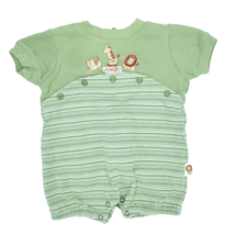 Miniwear One Piece Romper Baby Boys 3-6 Months Green Safari Animals Giraffe - $6.22