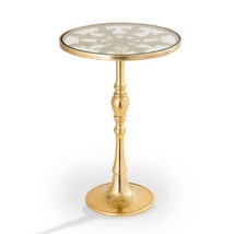 SPI Home Faux de Lys Polished Brass Finish Cast Aluminum Glass Top End Table - £230.28 GBP