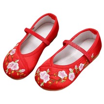 Red - Chinese Traditional Embroidery Shoes Flower Shoes Girls Ballet Flats(D0101 - £32.19 GBP