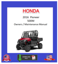 2016 Honda Pioneer 500 SXS Owners / Maintenance Manual - $12.95