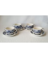 Wedgwood MANDARIN BLUE Bouillon Cups &amp; Saucers ~ Set of 4 - £37.19 GBP