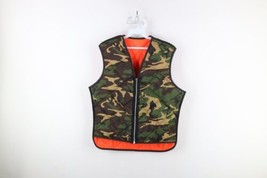 Vtg 70s Streetwear Mens Large Reversible Quilted Camouflage Hunting Vest Jacket - £58.01 GBP