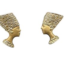 Vtg Earrings Egyptian Nefertiti Pharaoh Queen Post Style Pierced 80s - $24.00