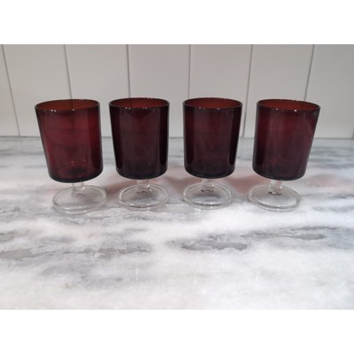 Luminarc Ruby Red Glasses, Set of 4 Wine Glasses, 5.25&quot; French Water Gob... - $15.84