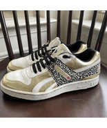 Reebok Gold Foil Leopard Print Sneakers Athletic Shoes 9.5 - €40,16 EUR