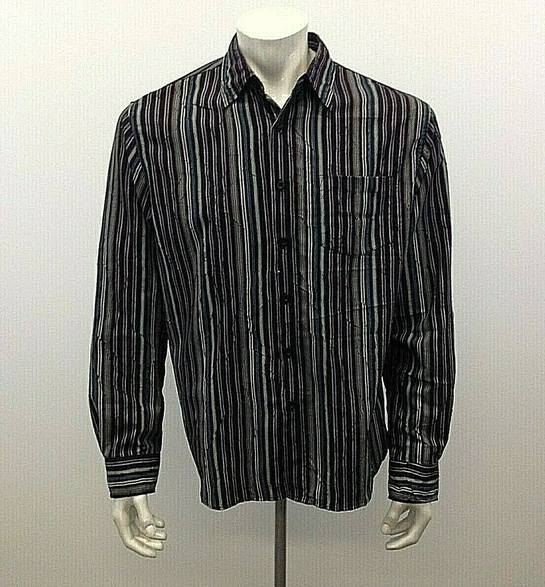 Point Zero Orange Label Medium Polyester Multi Color Striped Long Sleeve... - $7.92