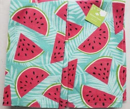 2 Same Cotton Kitchen Terry Towels (16&quot;x26&quot;) Tropical Watermelons On Aqua, Ritz - £12.72 GBP