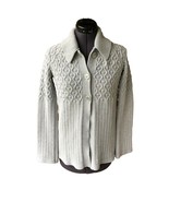 Calvin Klein Sweater Cardigan Cable-Knit Gray Sz. S Cotton Collared - €15,14 EUR