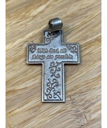 Vintage Sterling Silver 925 Cross Through God All Things Are Possible Pe... - £18.59 GBP