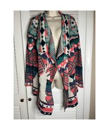 Vintage Pink Owl retro woodland pattern cardigan M Warm soft Boho pink g... - $21.41 CAD