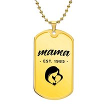 Mama, Est. 1985-18k Gold Finished Luxury Dog Tag Necklace - £47.36 GBP