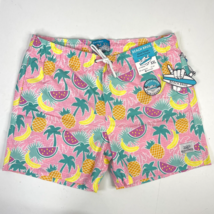 Beach Bros Tropical Fruits Pink UPF Retro Swim Suit Trunks XXL Mens Pockets New - £34.67 GBP