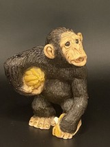 Chimpanzee with Bananas Monkey Figure Figurine Resin Statue 4” 1985 - $7.89