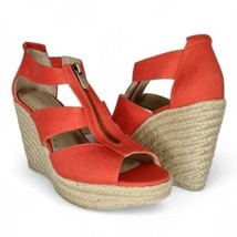 Adrienne Vittadini Size 9.5 Orange Espadrille Wedge Sandals - £23.58 GBP