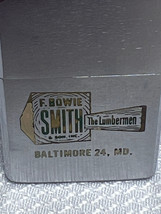 1966 Vietnam Era Zippo Lighter F. Bowie Smith & Son Inc The Lumberman Balt MD - $149.95