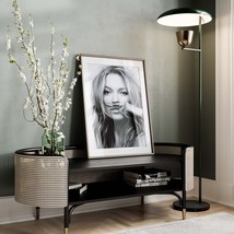 Kate Moss Mustache Finger Print in Black and White Photography | Sexy Bathroom a - £15.81 GBP
