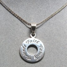All STERLING SILVER Faith Family Friends Circle Pendant 24&quot; Chain Necklace 11.4g - £34.15 GBP