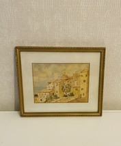 All Original Signed Antique Watercolor Painting of Italian Village Scene - £192.69 GBP