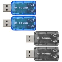 4Pcs External 5.1 Usb Stereo Sound Card With 3.5Mm Headphone And Microphone Port - £16.39 GBP