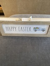 Rae Dunn &quot;Happy Easter&quot; Wood Sign Pastel Eggs Farm Truck Shelf Mantel Home Decor - £16.73 GBP
