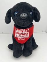 Promotional “Black Dog Salvage.com” Plush Black Labrador Puppy Dog Red Scarf - £14.06 GBP