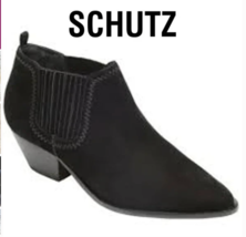 Schutz Boots Jacqueline Western Cowboy Shootie Ankle Booties Black Suede... - $39.51