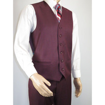 Mens Three Piece Suit Vested VITALI Soft Fabric With Sheen M3090 Burgundy 3Piece image 10