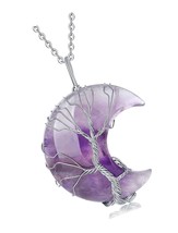 Tree of Life Wire Wrapped Crescent Moon Pendant for - £35.31 GBP