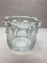 VINTAGE Crystal BOWL Round THICK Top Edge PAINT DRIPPING Effect SIDES Gl... - $54.85