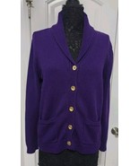 Ralph Lauren Purple Cotton Shawl Collar Cardigan Gold Buttons Extra Larg... - $49.39 CAD