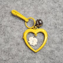 Vintage 1980s Plastic Bell Charm Girls Heart For 80s Necklace YELLOW - $15.00