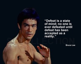 Bruce Lee &quot;Defeat Is A State Of Mind; No One Is...&quot; Quote Photo Various Sizes - £3.80 GBP+