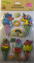 Stickers-1 Sheet Of 10 Pieces(Ice Cream Cones/Flowers/Rainbow-NEW-SHIPS N 24 HRS - £9.39 GBP
